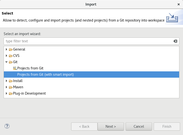 screenshot of the smart import option